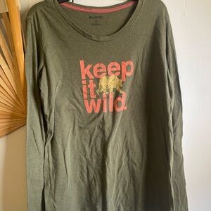 Columbia Olive Long Sleeve Tee with Pink and Gold Print